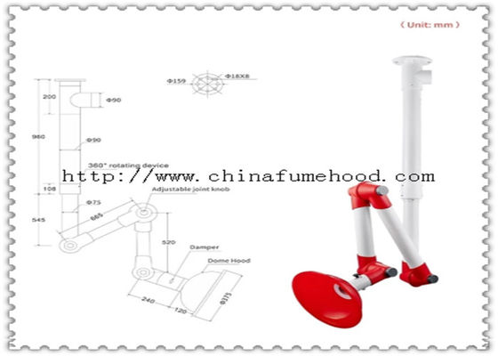 좋은 가격 High End Laboratory Flexible Ceiling Exhaust Hood Fume Extractor With Aluminum Alloy 온라인으로